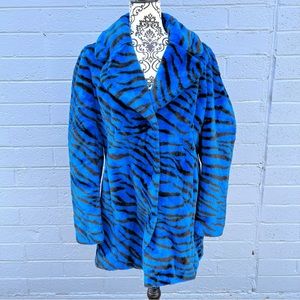 Guess Federica Coat Zebra Print faux fur Coat NWT